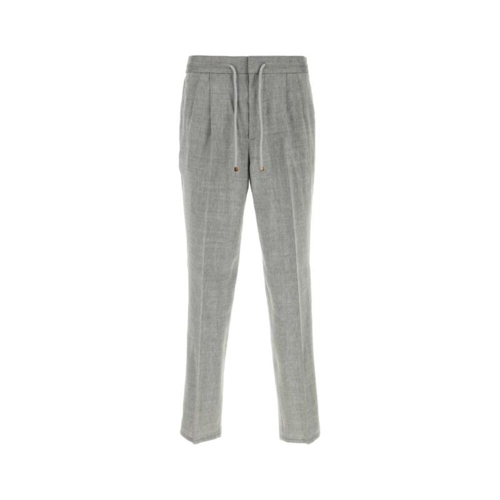 Brunello Cucinelli Men Grey Linen Blend Pant